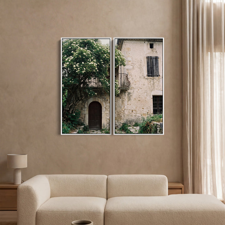 Rustic Stone House Oversized Diptych Wall Art For Hallway