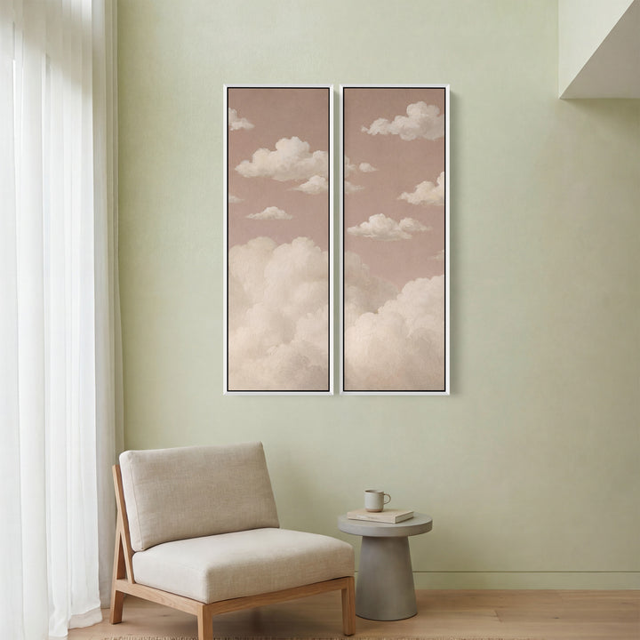 Set Of 2 Wall Art Floating Clouds Living Room