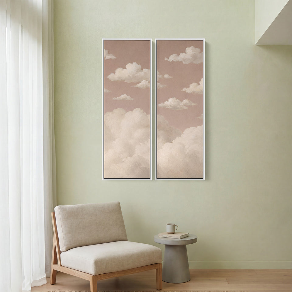 Set Of 2 Wall Art Floating Clouds Living Room