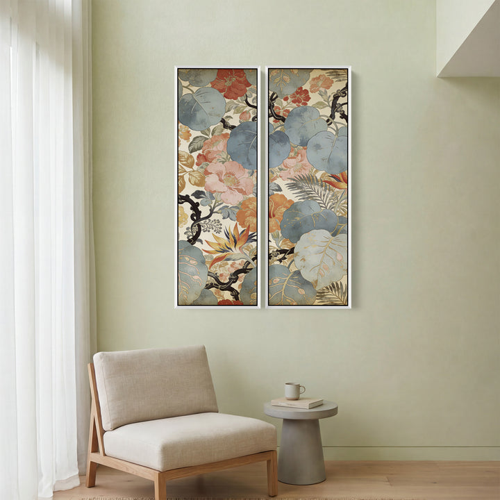 2 Piece Wall Art Set Vintage Floral Pattern Dining Room