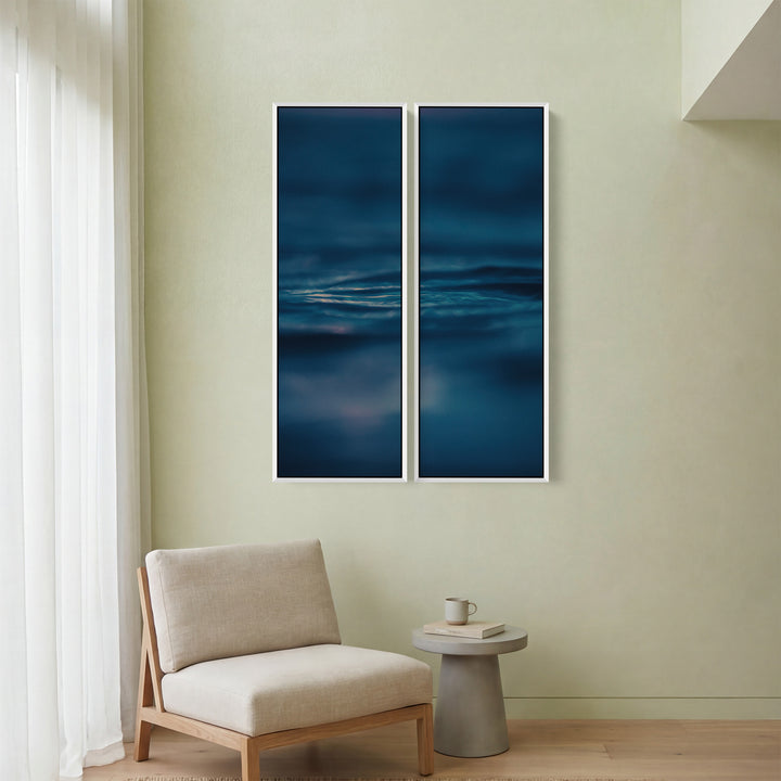 Calm Sea Surface 3 Piece Wall Art Set For Office In Deep Blue