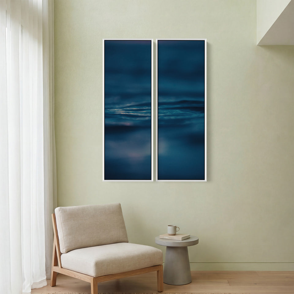 Calm Sea Surface 3 Piece Wall Art Set For Office In Deep Blue