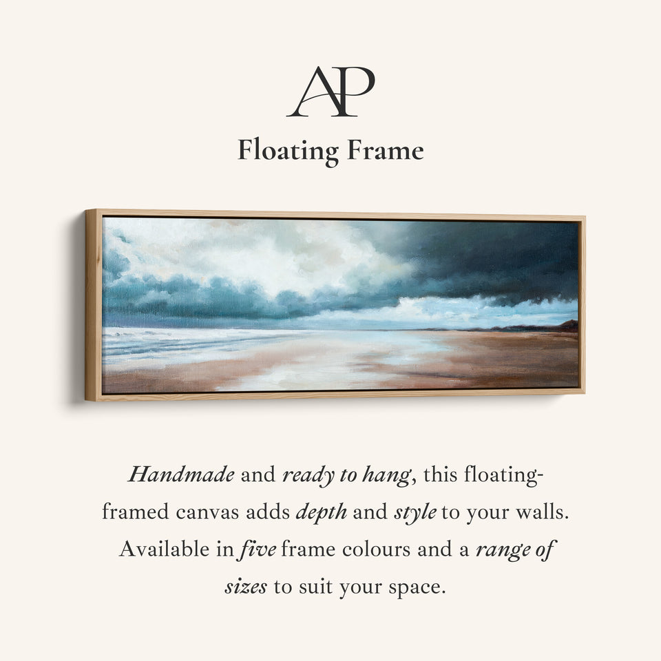 Wide Wall Art Stormy Coastal Shoreline For Hallway Moody Seaside Scene