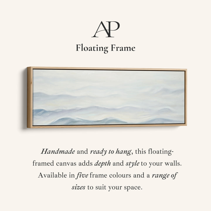 Wide Framed Canvas Minimalist Abstract Waves For Bedroom Calm Coastal Decor