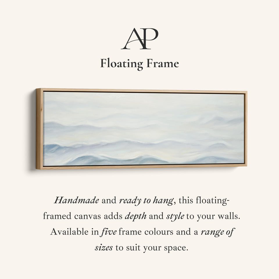 Wide Framed Canvas Minimalist Abstract Waves For Bedroom Calm Coastal Decor