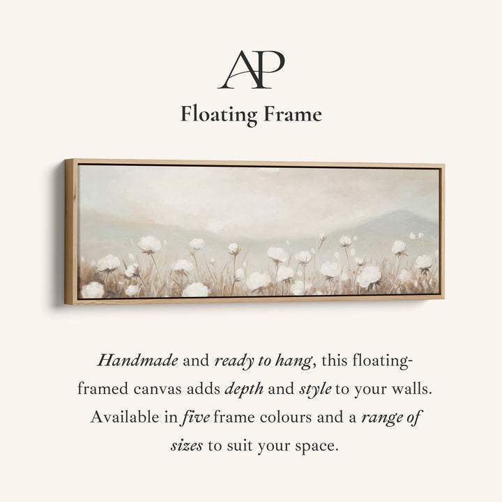 Extra Long Wall Art Soft White Wildflowers For Living Room Neutral Floral Scene