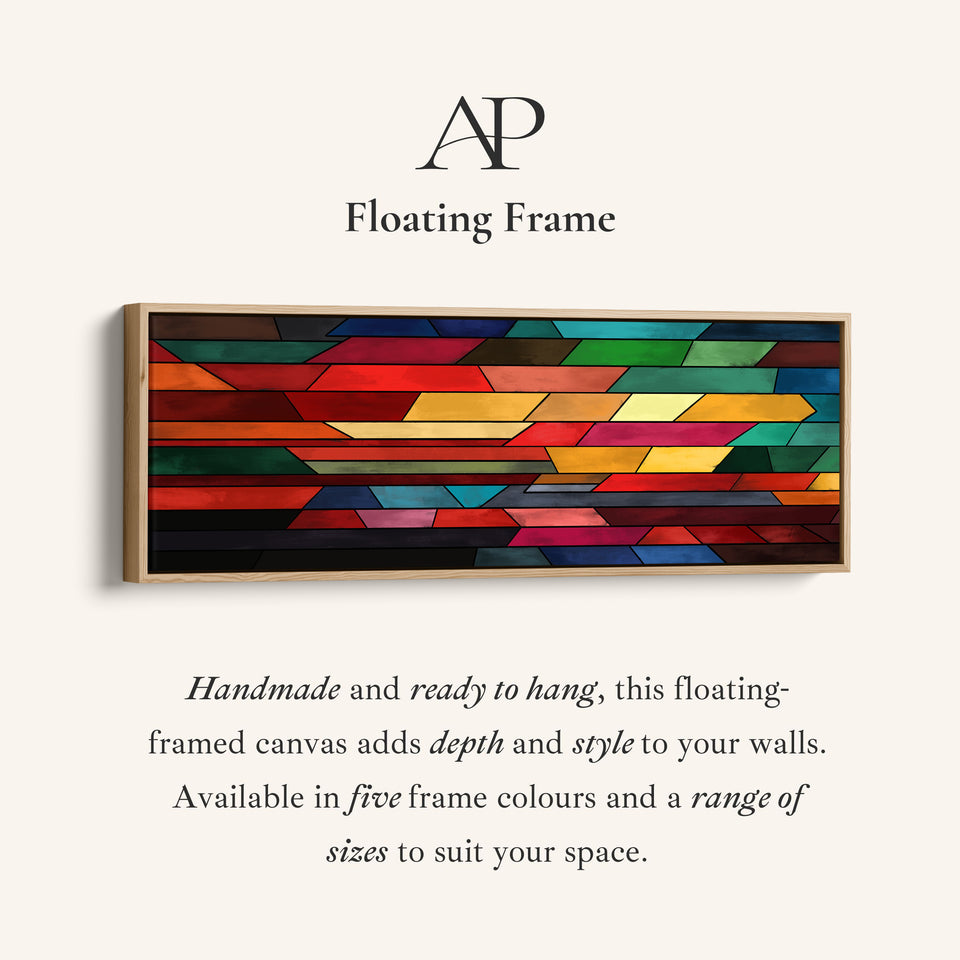 Panoramic Wall Art Colourful Geometric Pattern For Office Modern Abstract Design