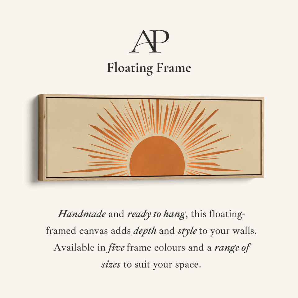 Horizontal Wall Art Abstract Sunburst Design For Hallway Warm Minimal Decor