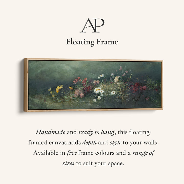 Wide Wall Art Moody Floral Garden For Living Room Dark Botanical Scene
