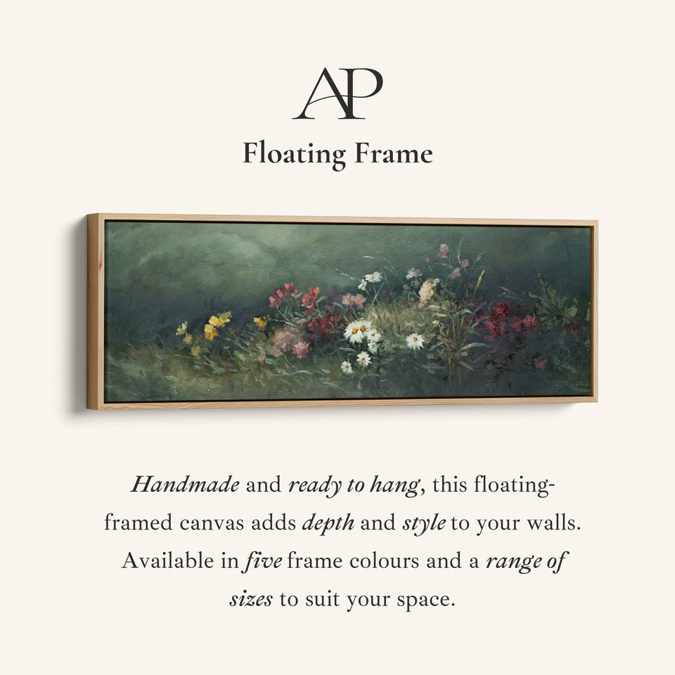 Wide Wall Art Moody Floral Garden For Living Room Dark Botanical Scene