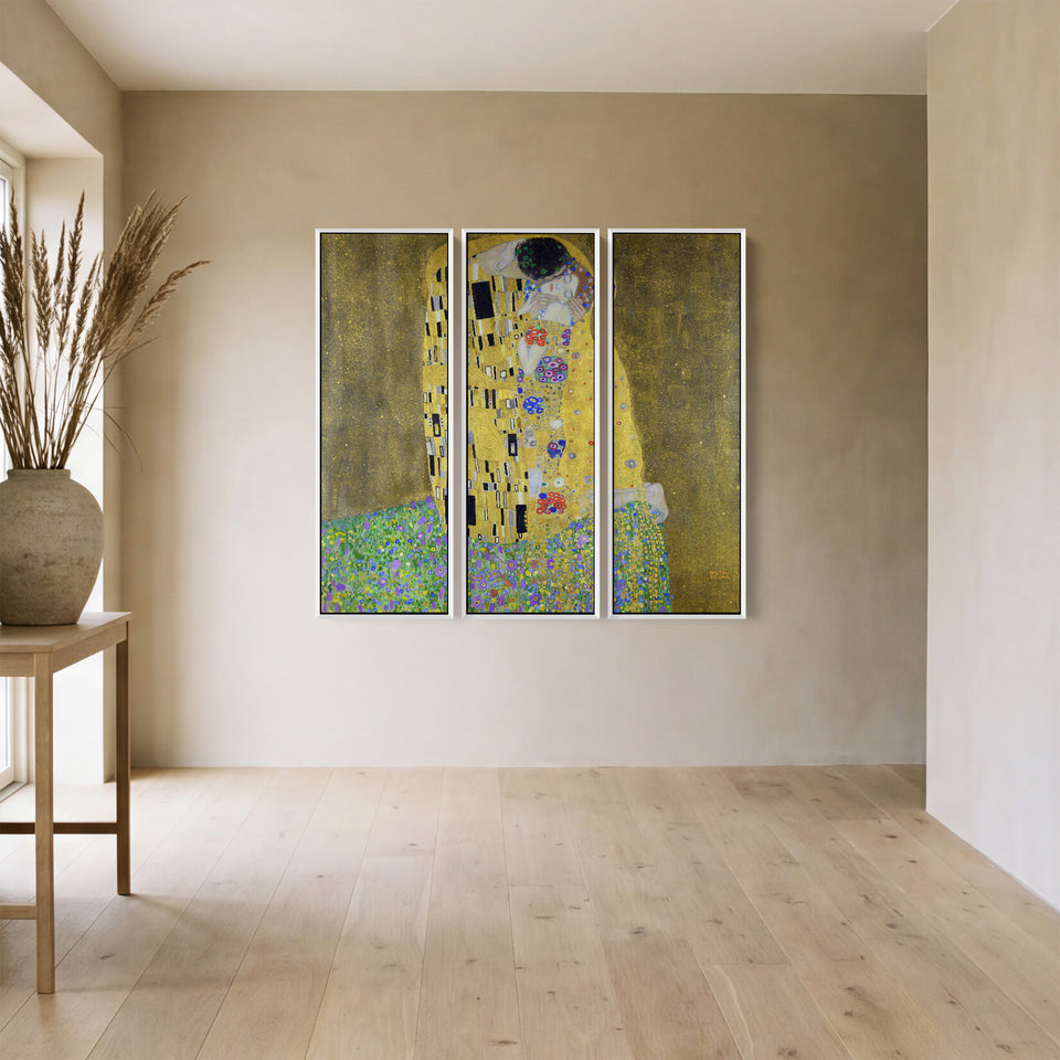 Triptych Wall Art Gustav Klimt The Kiss Set Of 3 For Living Room or Bedroom