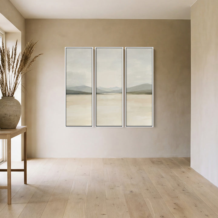 Soft Neutral Landscape Large Triptych Wall Art For Living Room