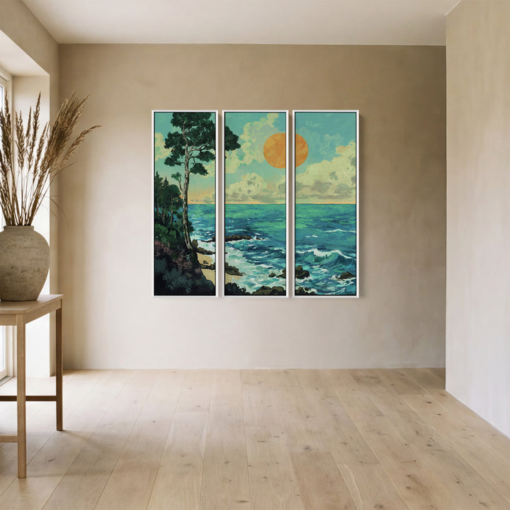 Coastal Ocean Cliff Extra Large Wall Art Set For Dining Room
