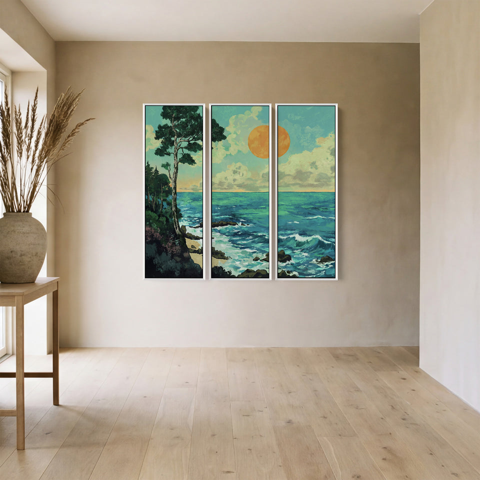 Coastal Ocean Cliff Extra Large Wall Art Set For Dining Room