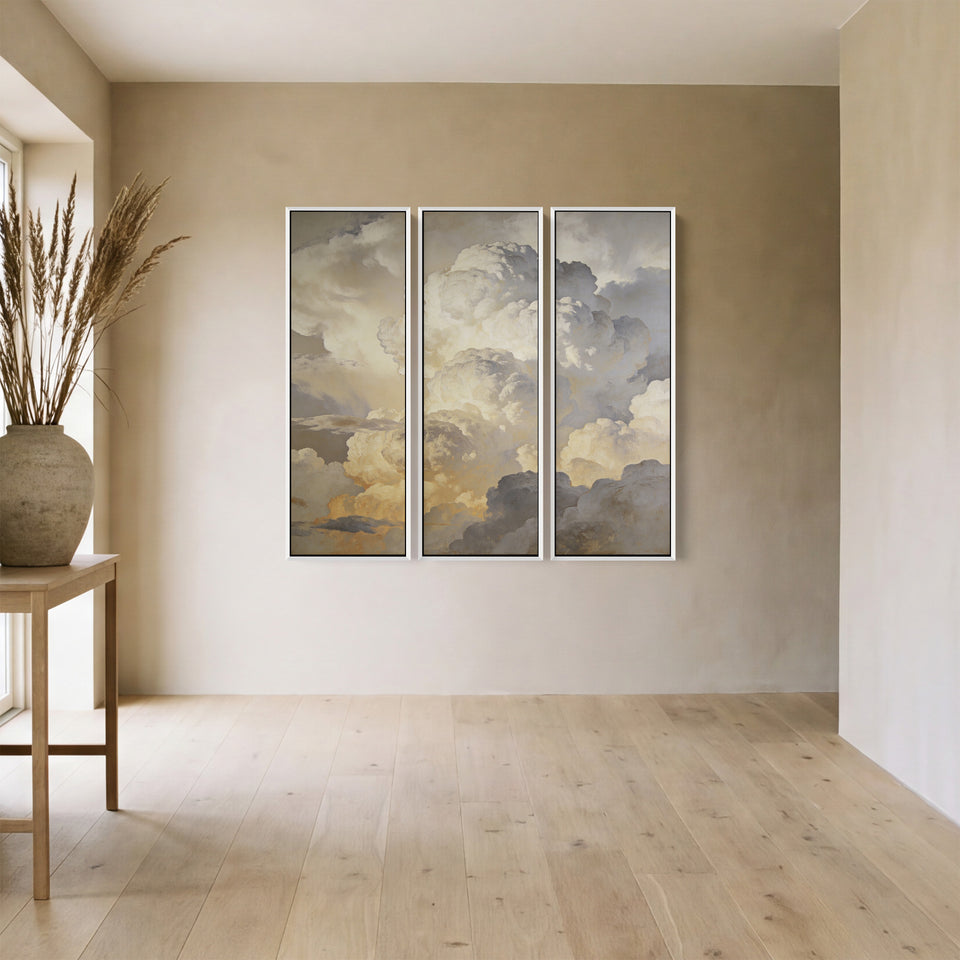 Dramatic Clouds 3 Piece Wall Art Set for Hallway