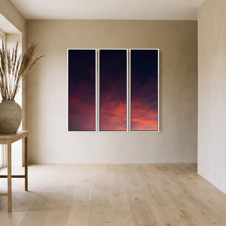 Dramatic Sunset Sky Oversized Canvas Wall Art Set For Dining Room