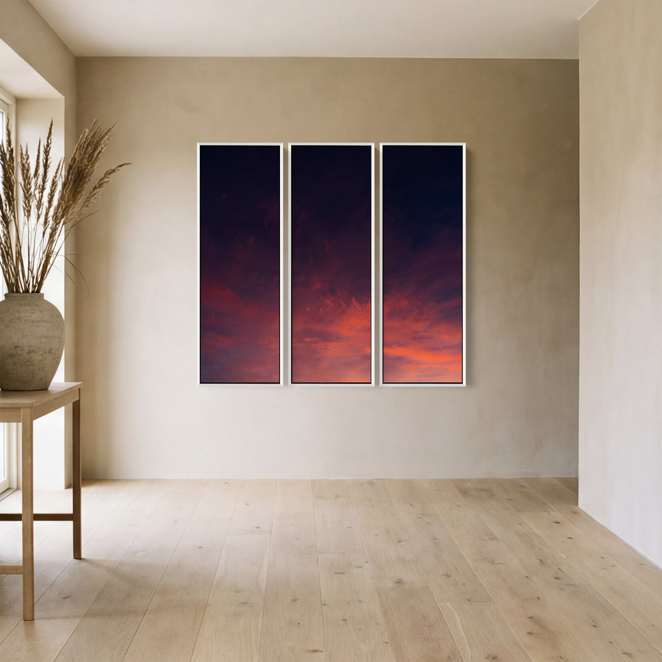 Dramatic Sunset Sky Oversized Canvas Wall Art Set For Dining Room