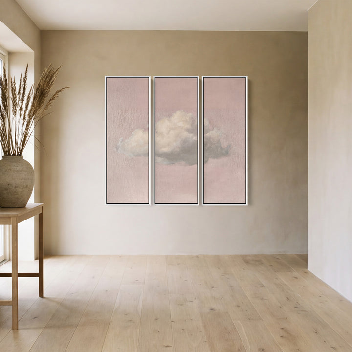 Pink Cloud Large Triptych Wall Art For Bedroom Walls