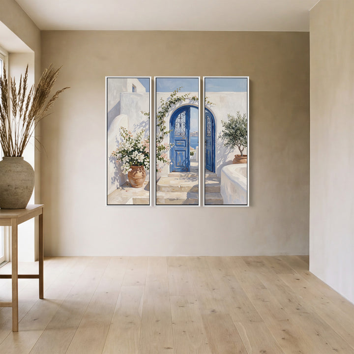 Blue Arched Door Oversized Canvas Wall Art Set For Kitchen