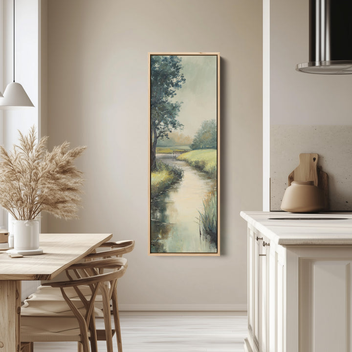 Vertical Wall Art Riverside Landscape With Trees For Living Room