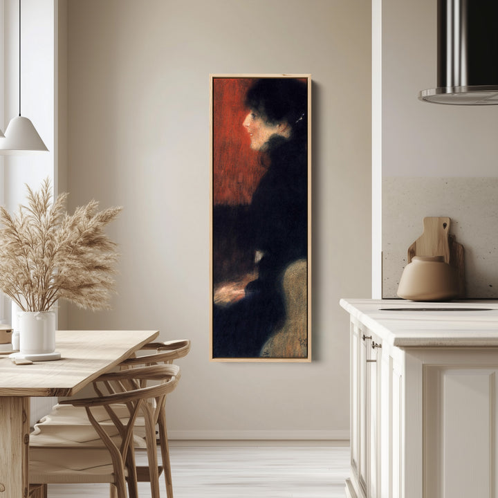 Gustav Klimt Tall Framed Canvas Profile Portrait Study For Office