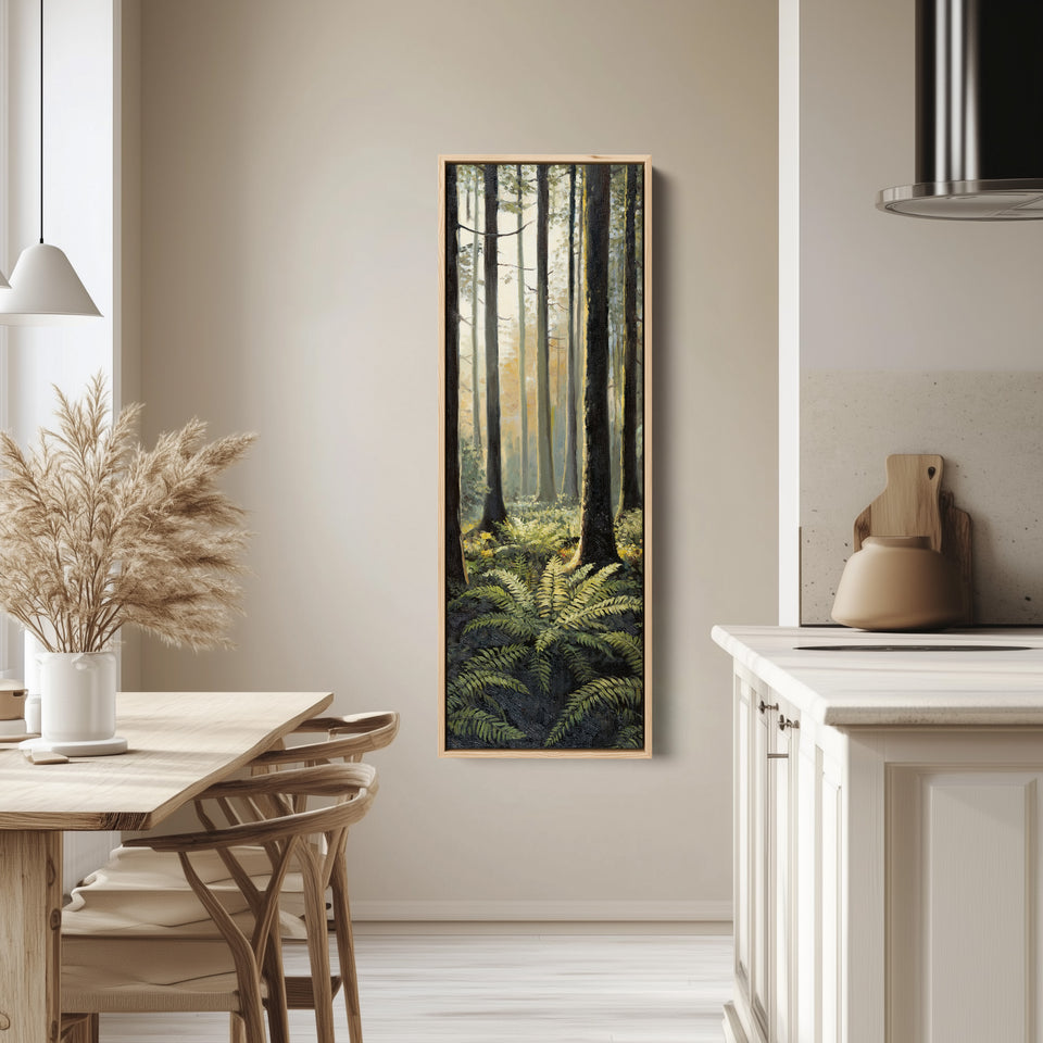 Vertical Wall Art Misty Forest Trees For Hallway Nature Decor