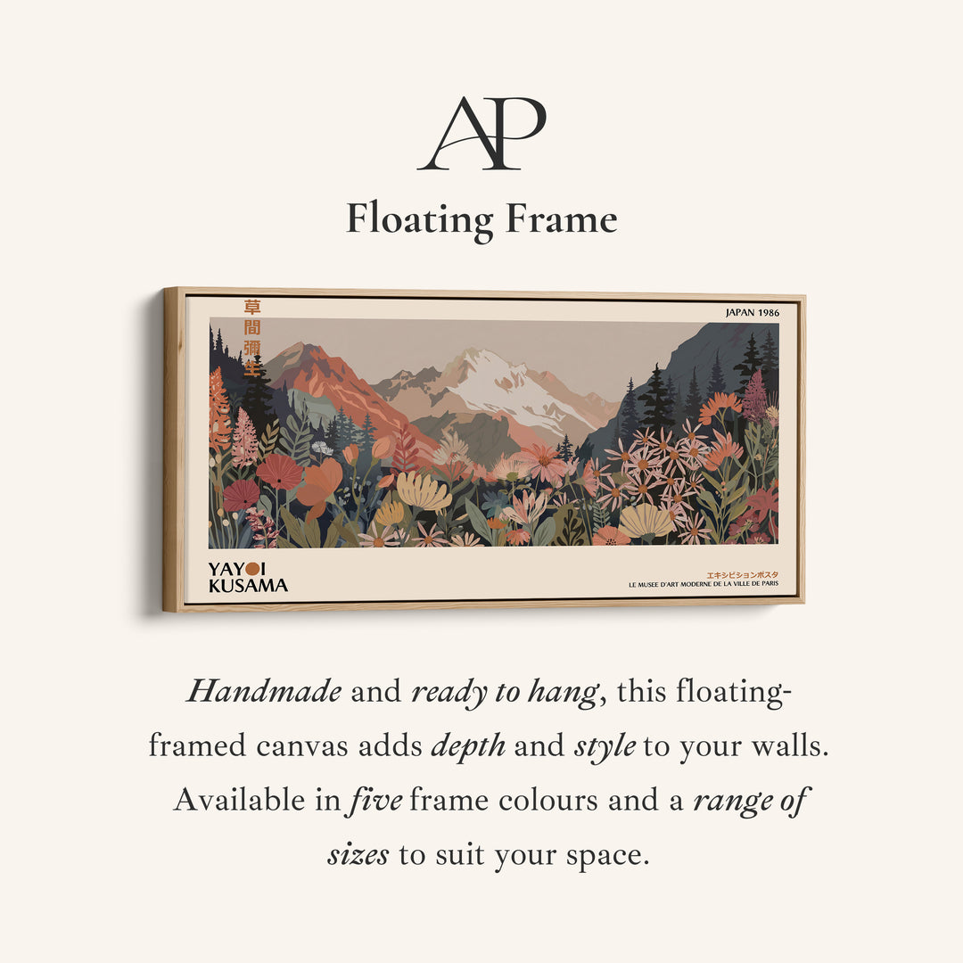 Yayoi Kusama Wide Canvas Mountain Meadow With Flowers Panoramic Canvas Print For Office