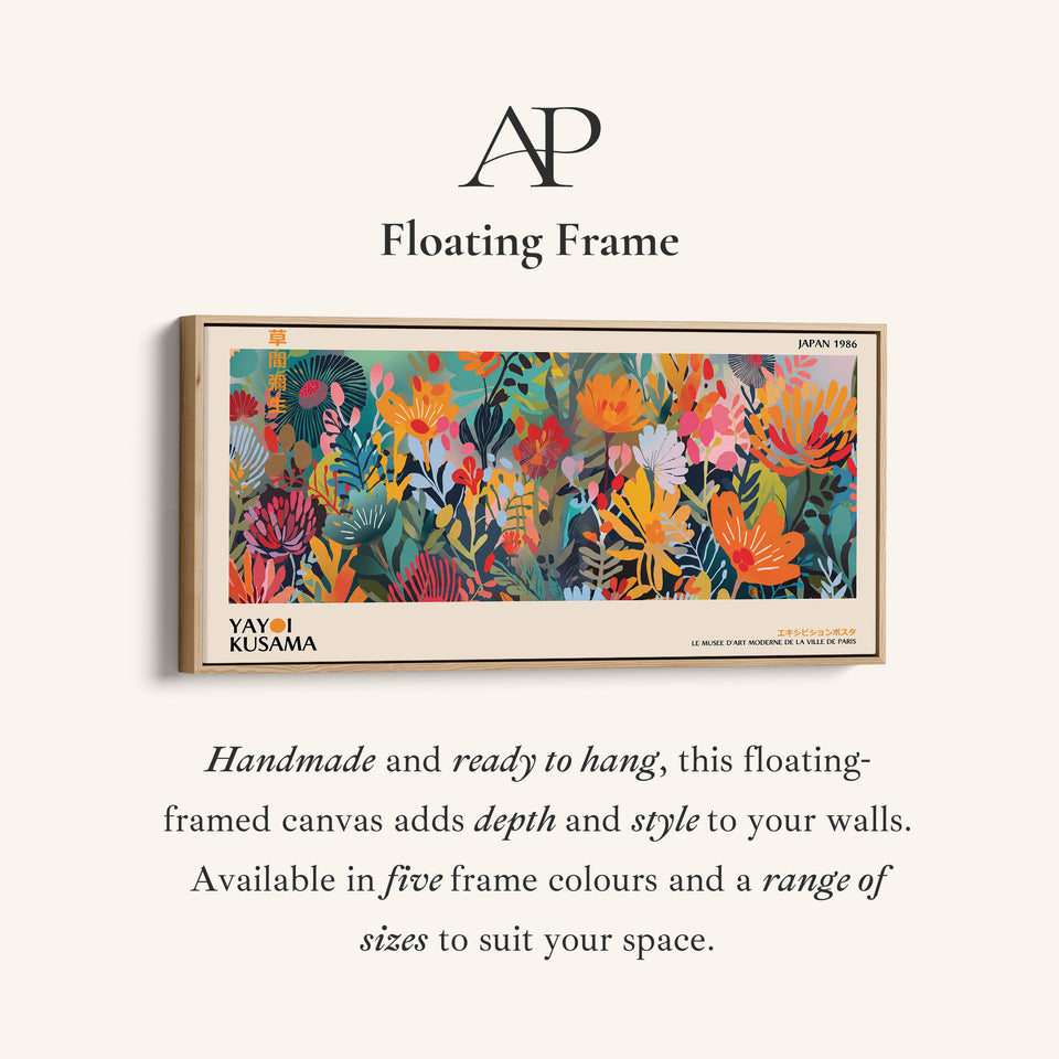 Yayoi Kusama Long Wall Art Bold Botanical Floral Composition Horizontal Canvas Print For Office