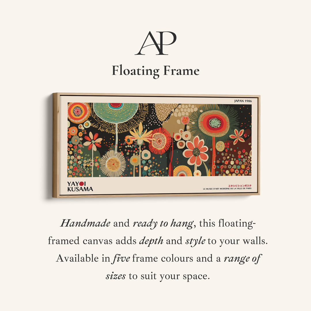 Yayoi Kusama Horizontal Wall Art Decorative Circular Floral Pattern Framed Canvas Print For Bedroom