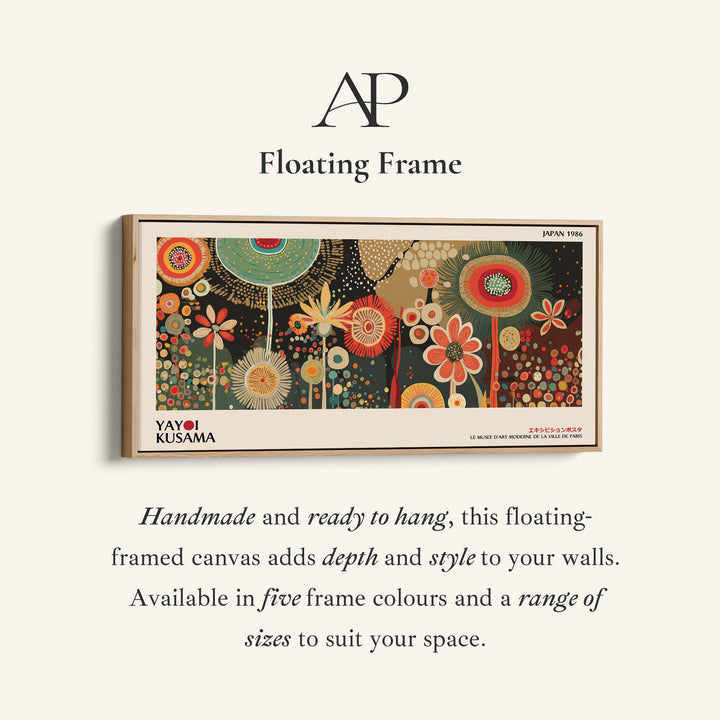 Yayoi Kusama Horizontal Wall Art Decorative Circular Floral Pattern Framed Canvas Print For Bedroom