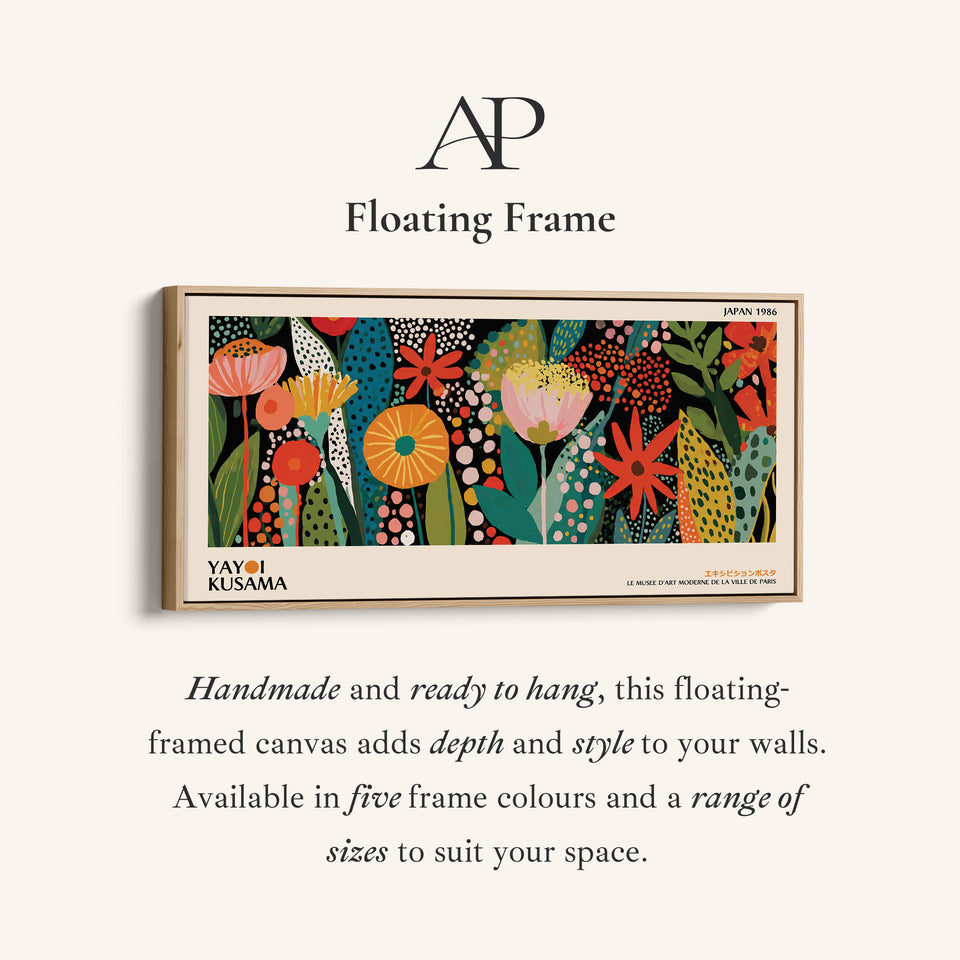 Yayoi Kusama Wide Wall Art Botanical Pattern With Dots Extra Wide Canvas For Hallway