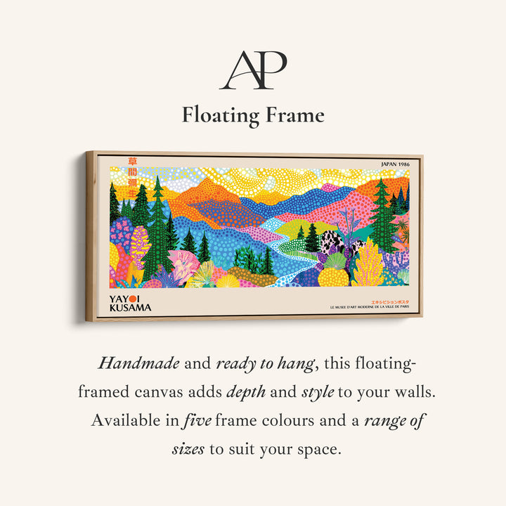 Yayoi Kusama Horizontal Wall Art Colourful Dotted Mountain Landscape Panoramic Canvas Print For Living Room