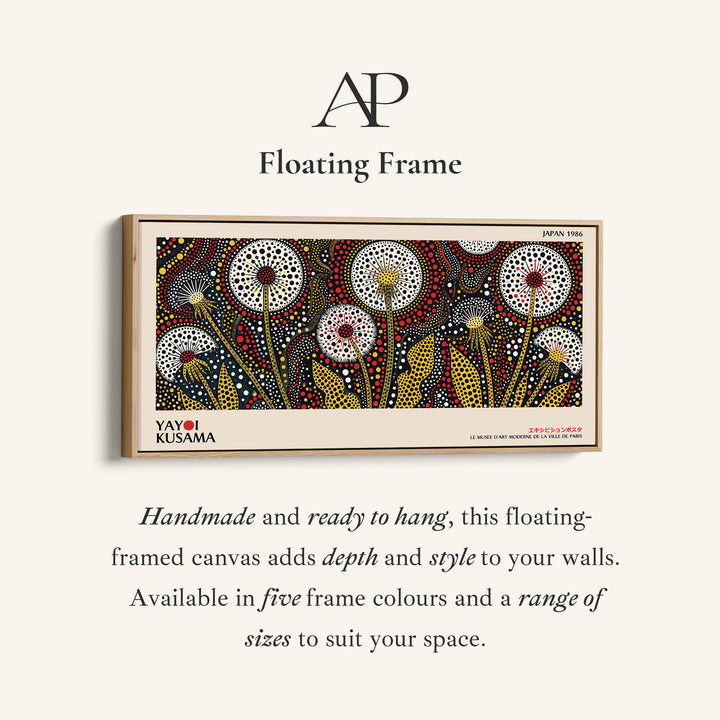 Yayoi Kusama Wide Wall Art Dotted Dandelion Flowers Statement Wall Decor For Bedroom