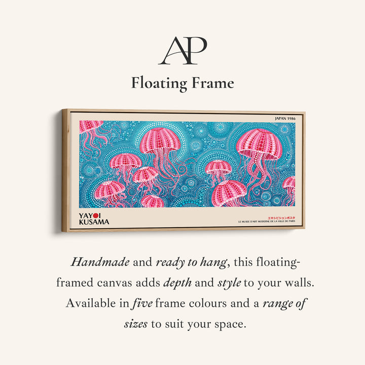 Yayoi Kusama Long Wall Art Pink Jellyfish Pattern Horizontal Canvas Print For Bedroom