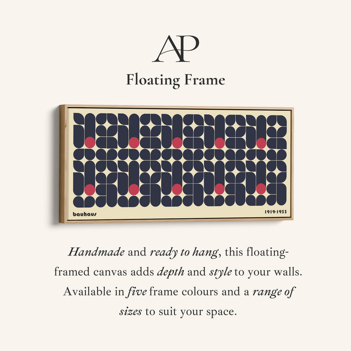 Bauhaus Wide Wall Art Rounded Block Pattern Horizontal Canvas Print For Office