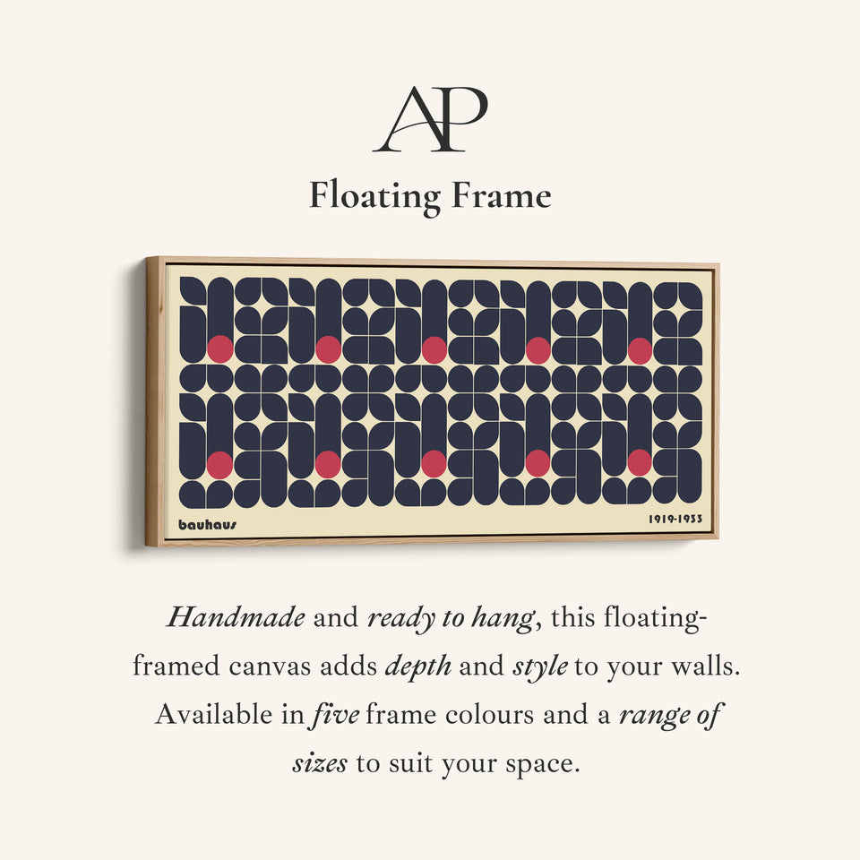 Bauhaus Wide Wall Art Rounded Block Pattern Horizontal Canvas Print For Office