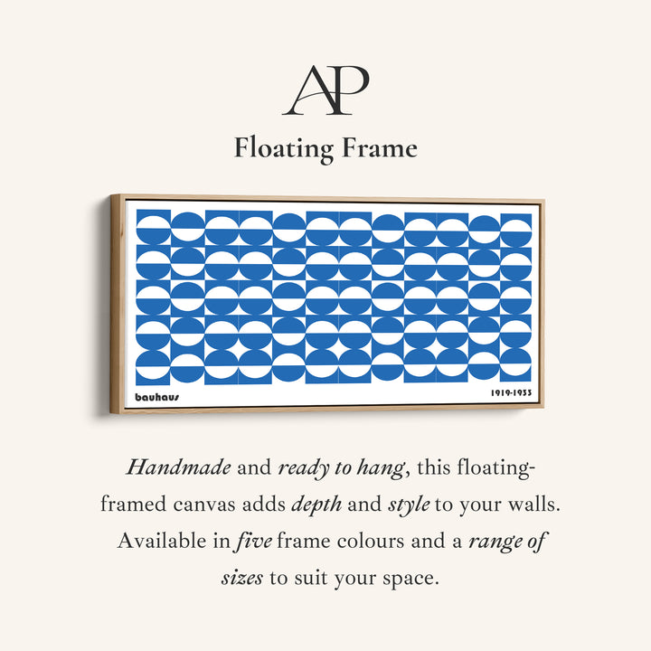 Large Bauhaus Wall Art Blue Circular Grid Pattern Oversized Wall Decor For Living Room