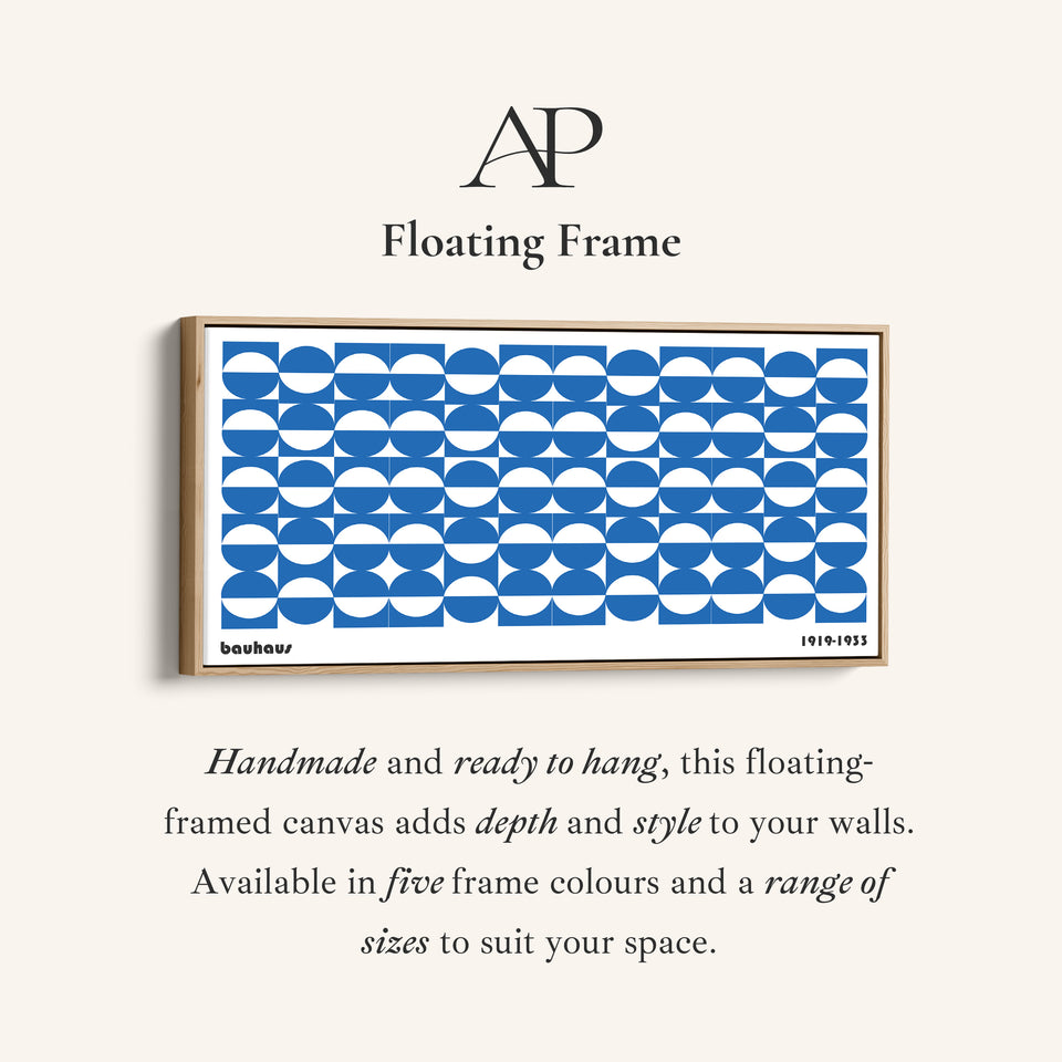 Large Bauhaus Wall Art Blue Circular Grid Pattern Oversized Wall Decor For Living Room