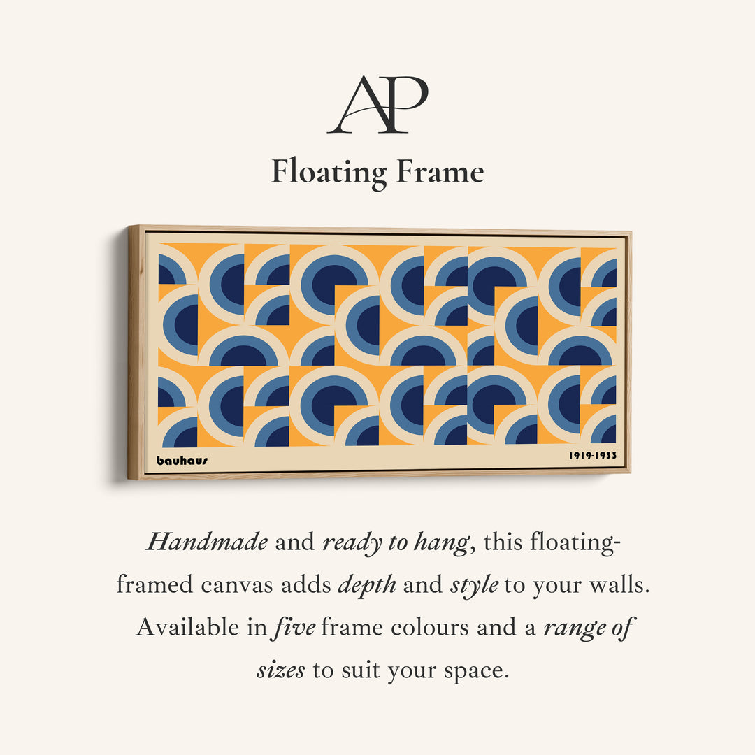 Bauhaus Wide Framed Canvas Concentric Arc Pattern Statement Wall Decor For Hallway