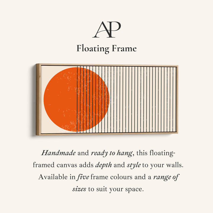 Horizontal Wall Art Orange Circle Lines Framed Canvas Print For Living Room