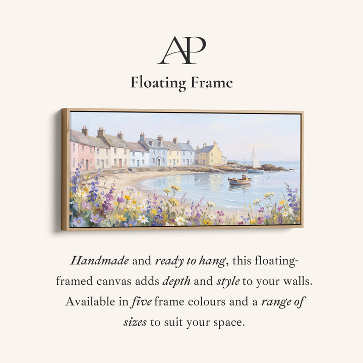 Large Wall Art Coastal Village Scene Statement Wall Decor For Living Room