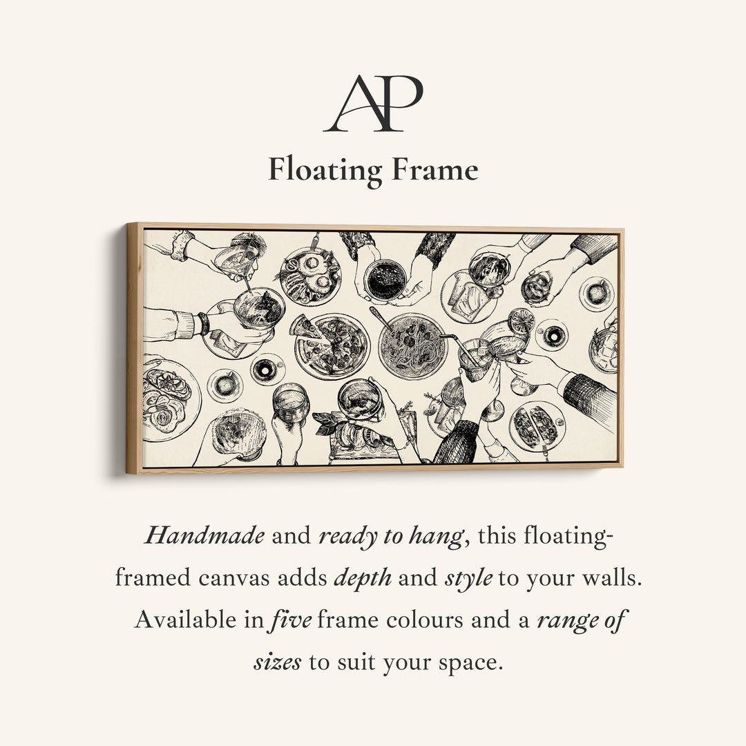 Wide Wall Art Overhead Dinner Table Scene Statement Wall Decor For Dining Room