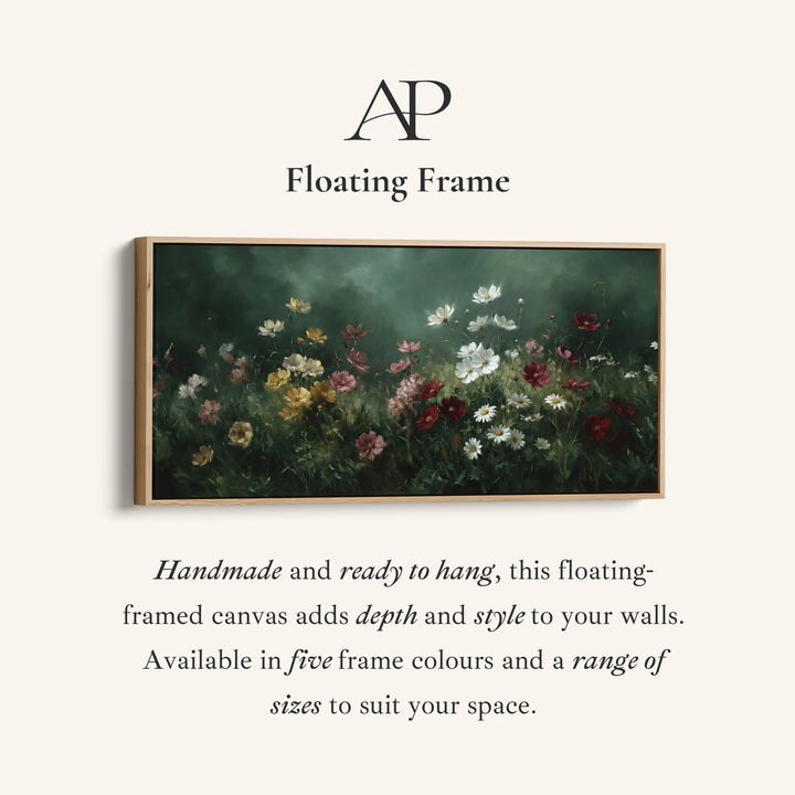 Panoramic Wall Art Mixed Garden Flowers Framed Canvas Print For Kitchen