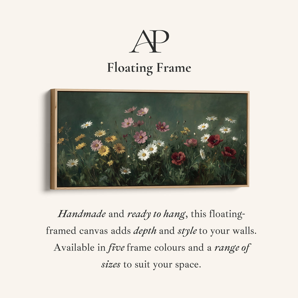 Horizontal Wall Art Mixed Meadow Flowers Horizontal Canvas Print For Living Room