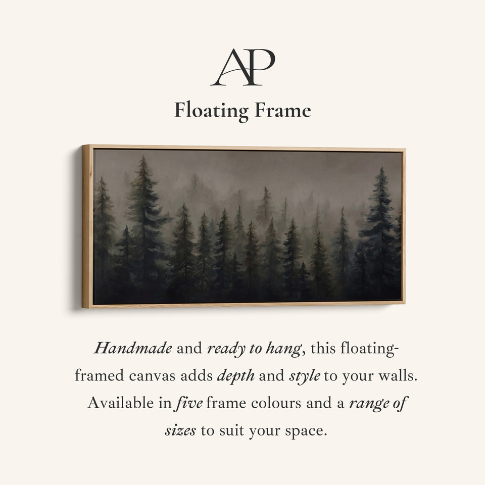 Large Wall Art Misty Pine Forest Panoramic Canvas Print For Office
