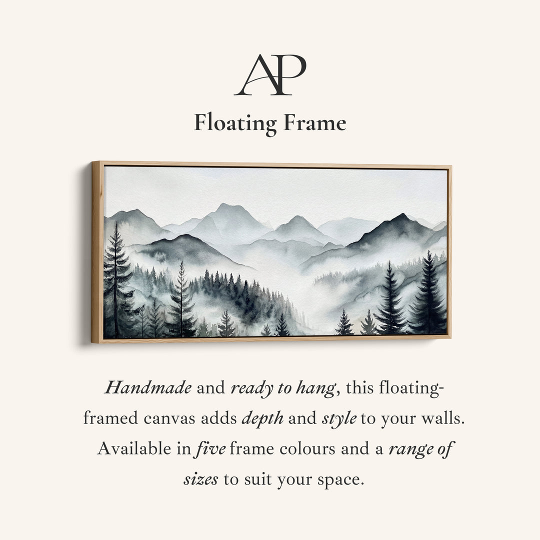 Horizontal Wall Art Layered Mountain Silhouettes Statement Wall Decor For Bedroom
