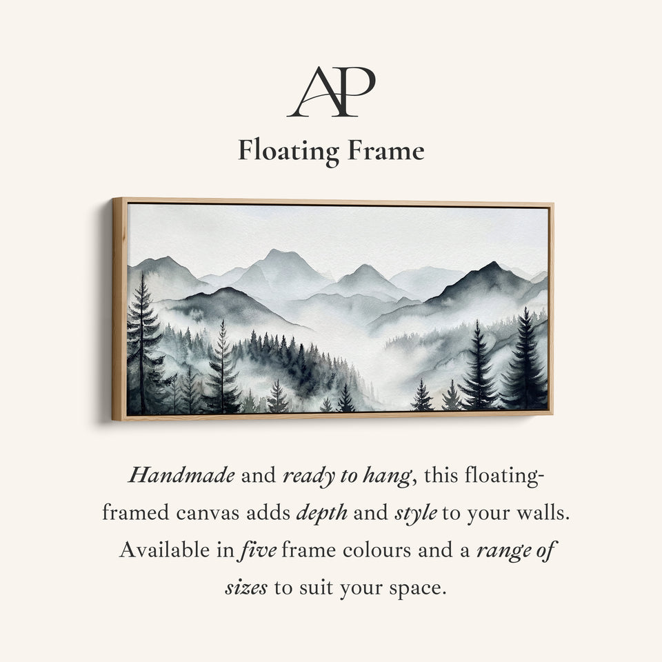 Horizontal Wall Art Layered Mountain Silhouettes Statement Wall Decor For Bedroom