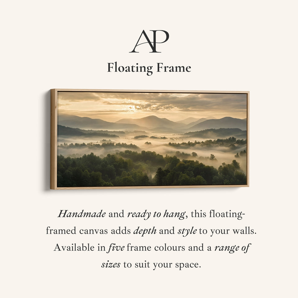 Wide Wall Art Misty Valley Sunrise Horizontal Canvas Print For Office