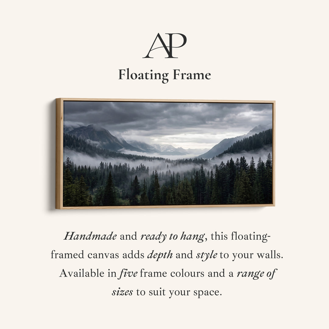 Large Wall Art Mountain Forest With Fog Extra Wide Canvas For Living Room
