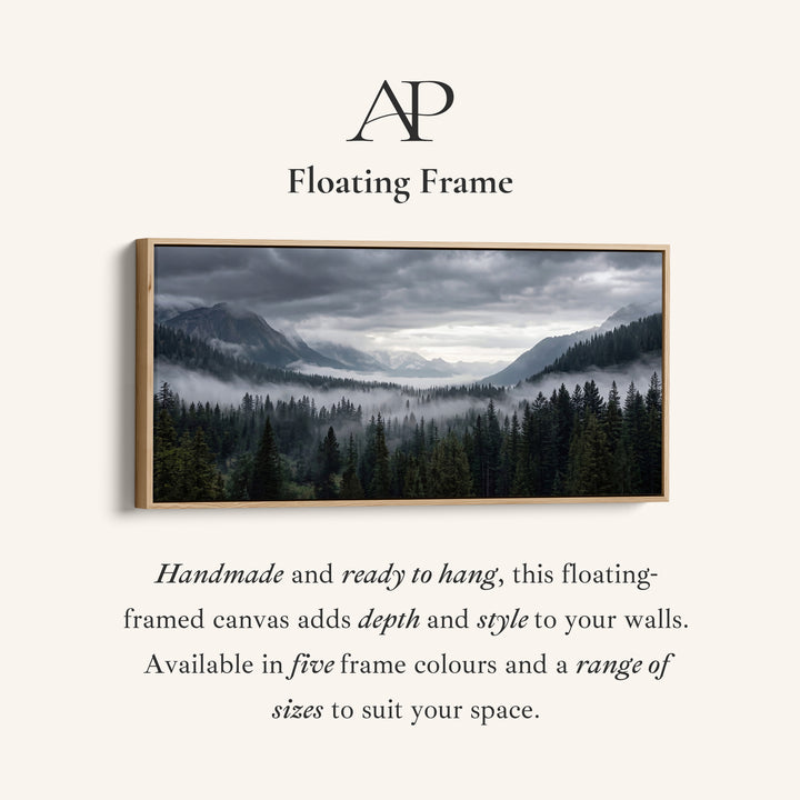 Large Wall Art Mountain Forest With Fog Extra Wide Canvas For Living Room